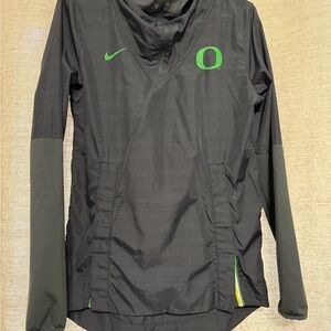Nike Women's Black Ski Jacket with Green Details